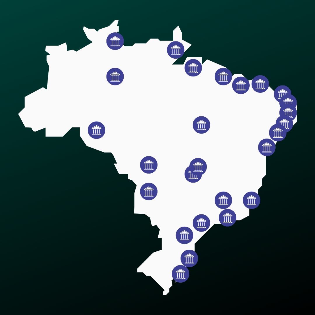 Mapa das unidades da Nova Acrópole no Brasil
